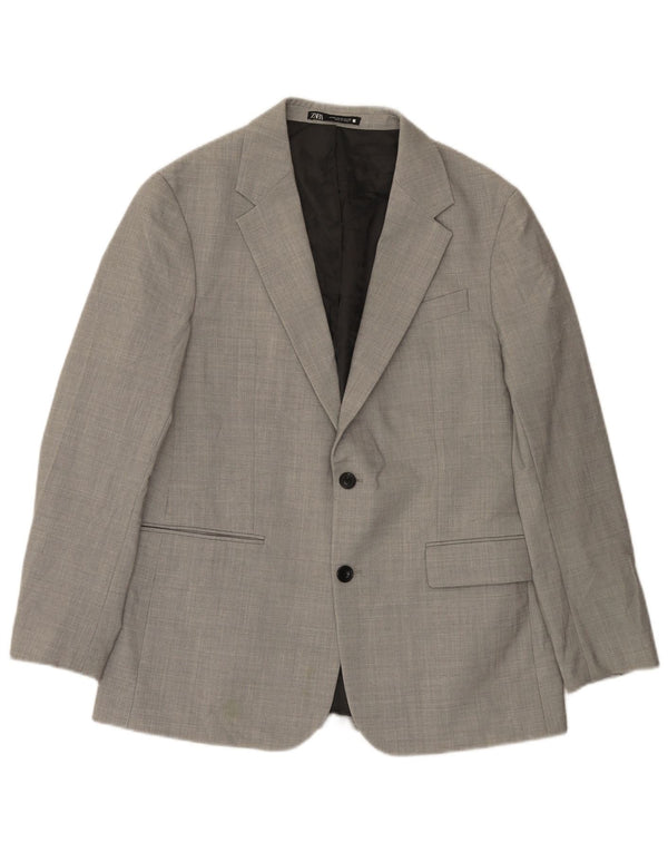 Zara Herre 2-knaps blazerjakke EU 50 Medium Grå Polyester