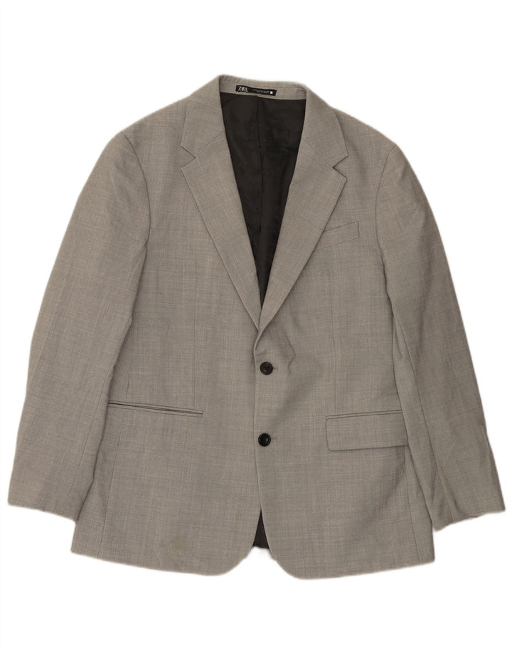 Zara Herre 2-knaps blazerjakke EU 50 Medium Grå Polyester