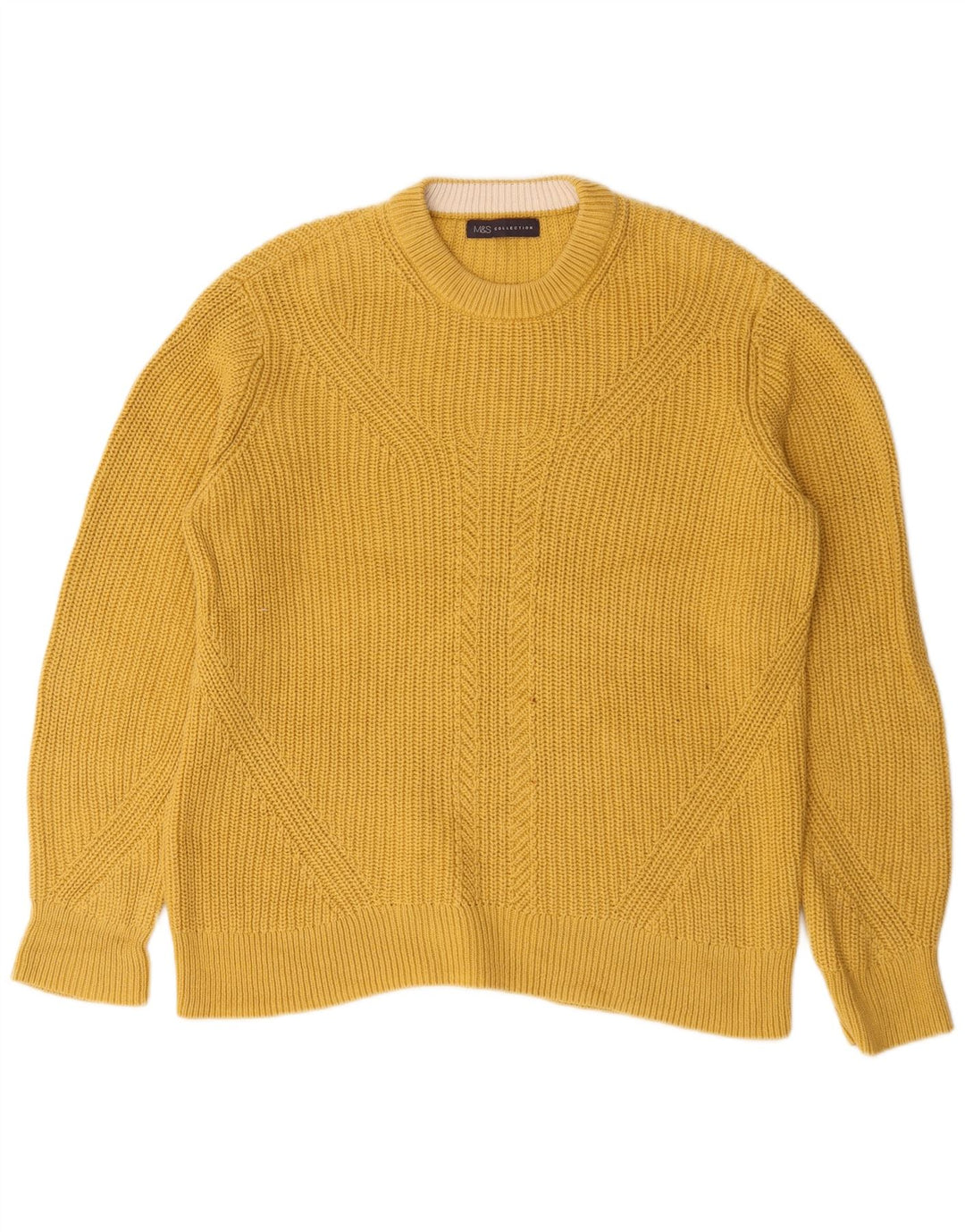 Marks & Spencer Herre sweater med rund hals, stor gul bomuld