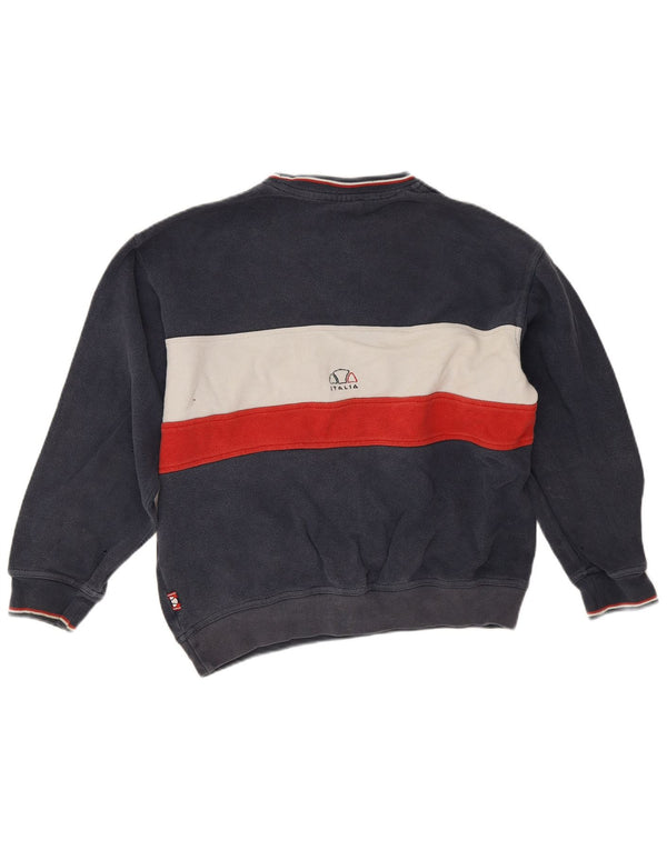 Ellesse Herre Italia Grafisk Sweatshirt Jumper Medium Navy Blue Colourblock