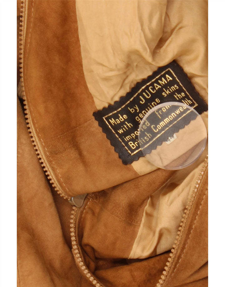 VINTAGE ruskindsbombejakke til kvinder IT 44 Medium brunt læder