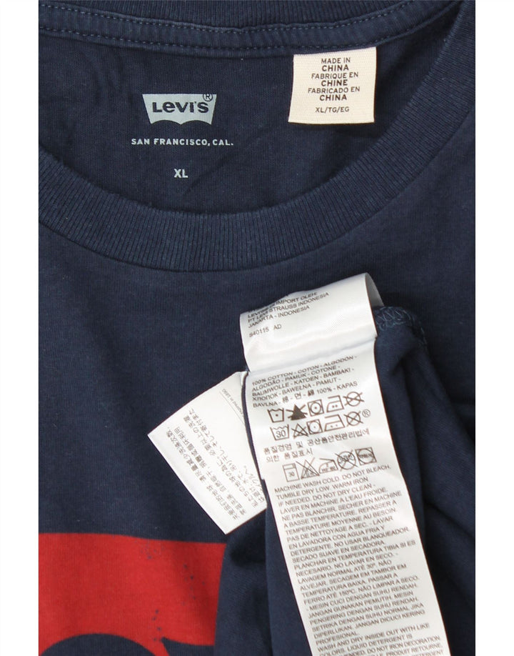 Levi's Herre grafisk T-shirt top XL marineblå bomuld
