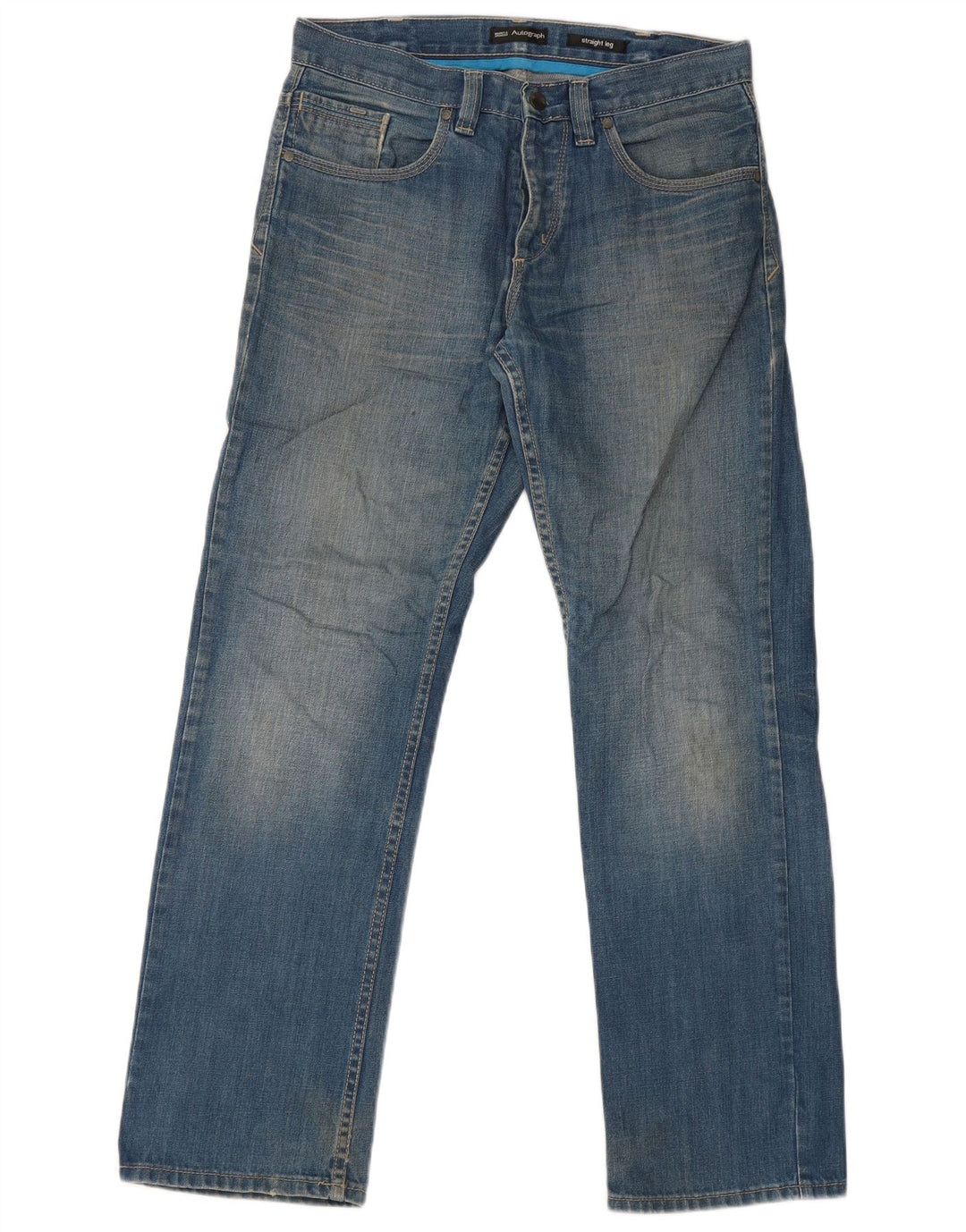 Marks & Spencer Herre Autograph Straight Jeans W32 L31 Blå Bomuld