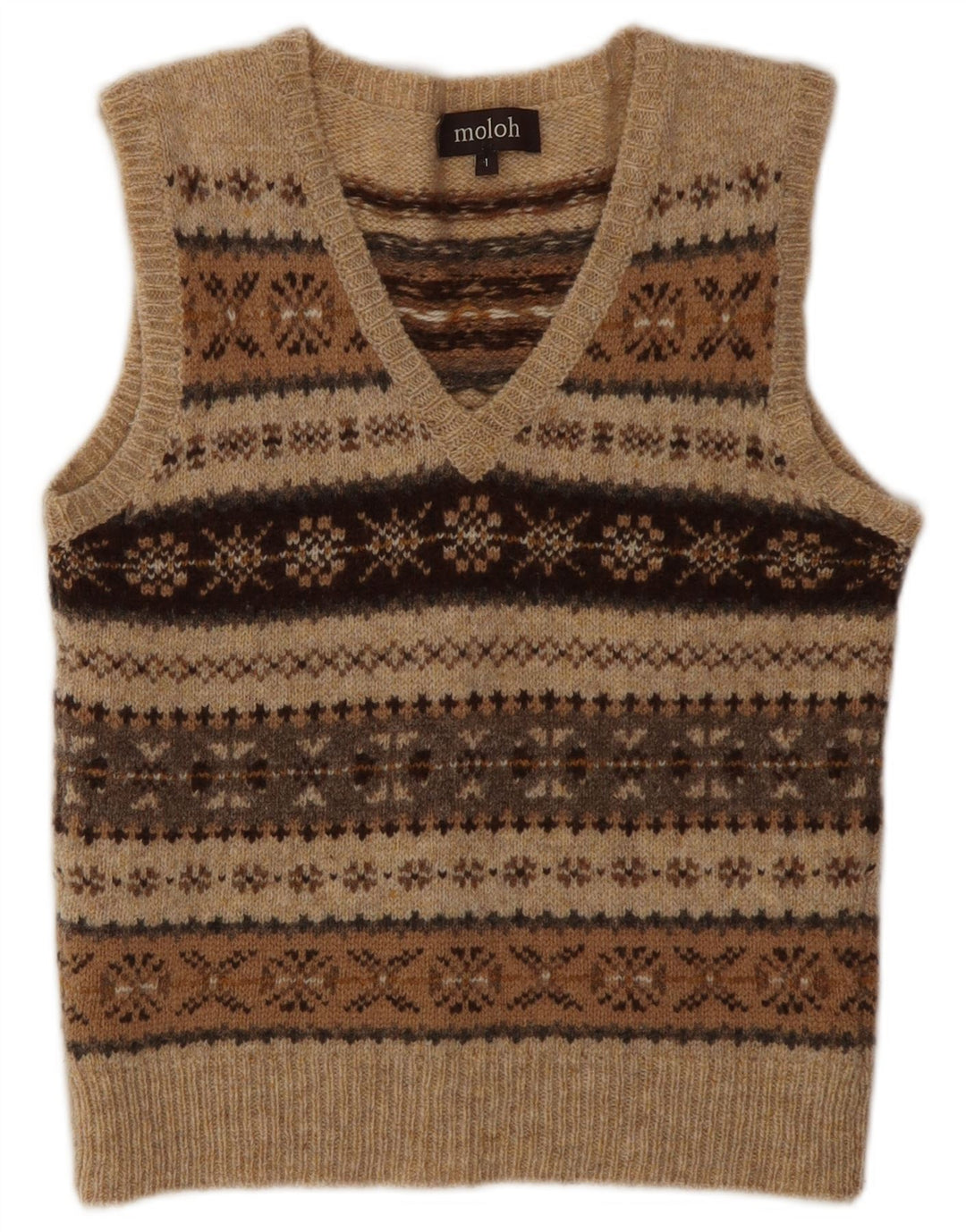 MOLOH Damevest Tank Top Str. 1 Small Brown Fair Isle Wool Classic
