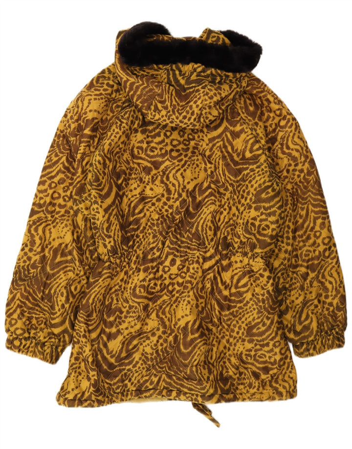 Vintage vindjakke med hætte til kvinder IT 44 Medium Brown Animal Print