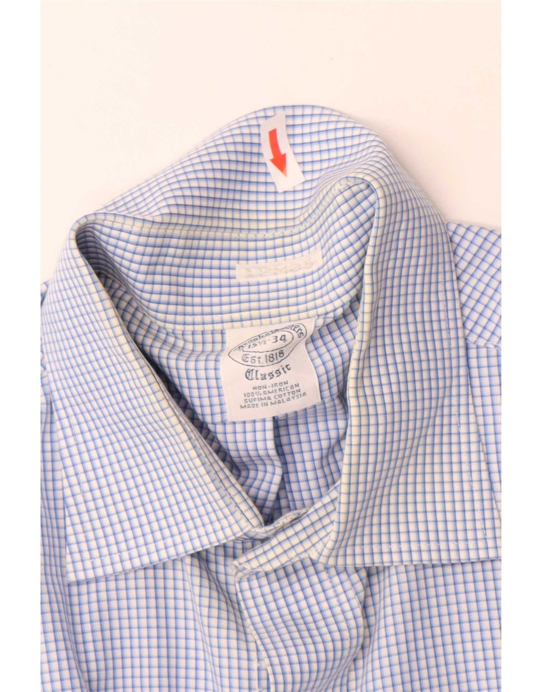 Brooks Brothers Herre Classic Fit skjorte størrelse 15 1/2 Medium Blue Gingham