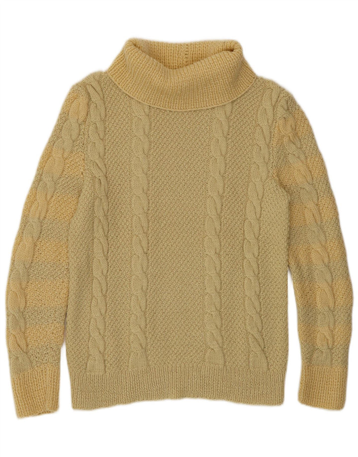 Vintage Dame Rullehals Sweater UK 10 Lille Gul
