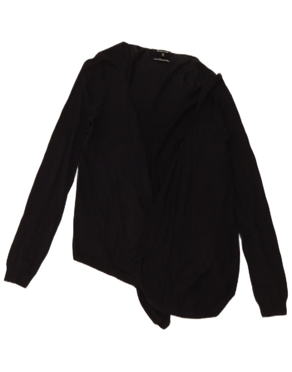 Massimo Dutti Womens Open Cardigan Sweater UK 10 Small Black Bomuld