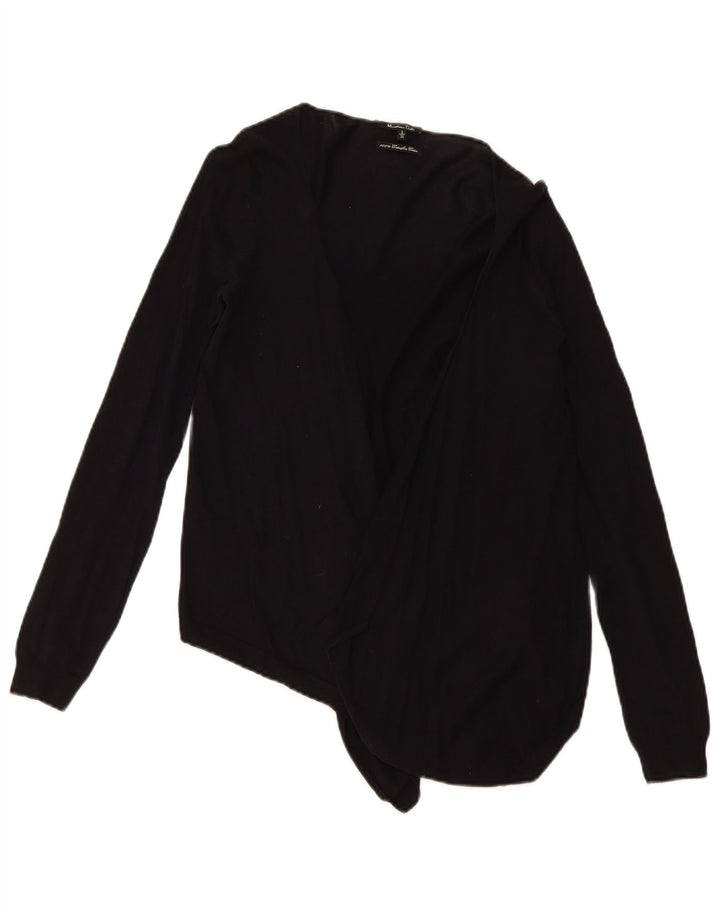Massimo Dutti Womens Open Cardigan Sweater UK 10 Small Black Bomuld