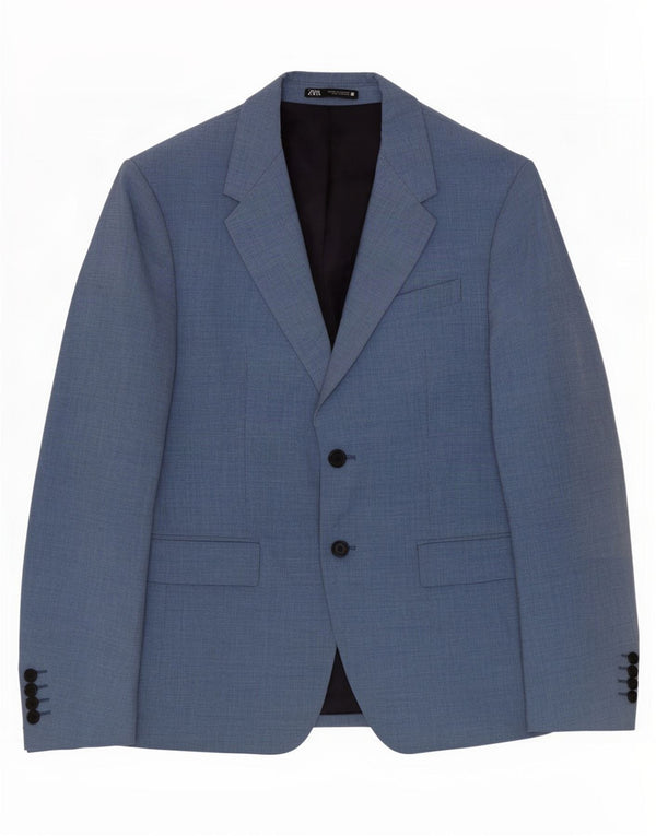 Zara Herre 2-knaps blazerjakke EU 50 Medium Blue