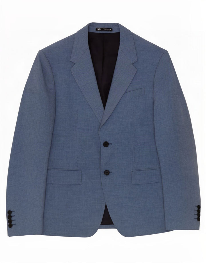 Zara Herre 2-knaps blazerjakke EU 50 Medium Blue