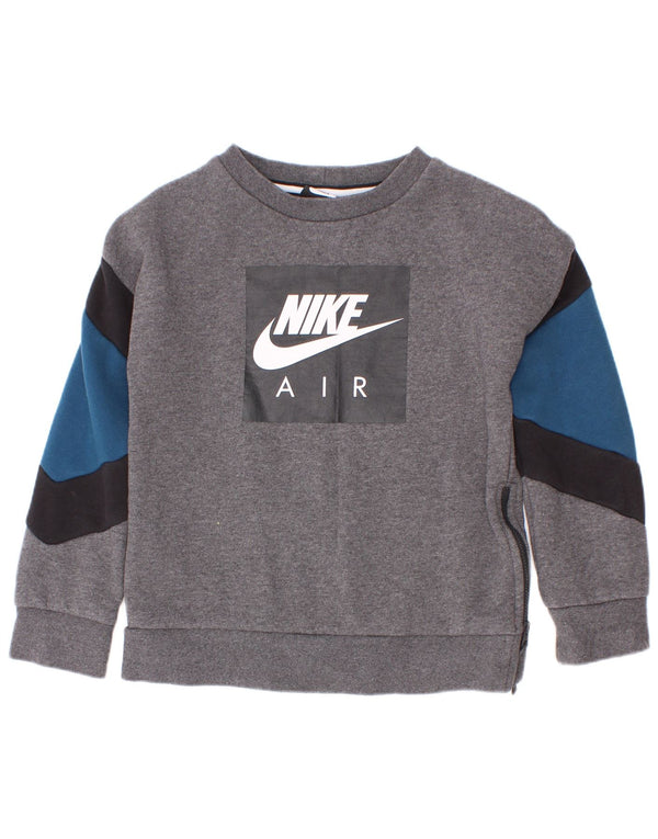 Nike Boys Graphic Sweatshirt Jumper 6-7 år XS Grå Colourblock Bomuld