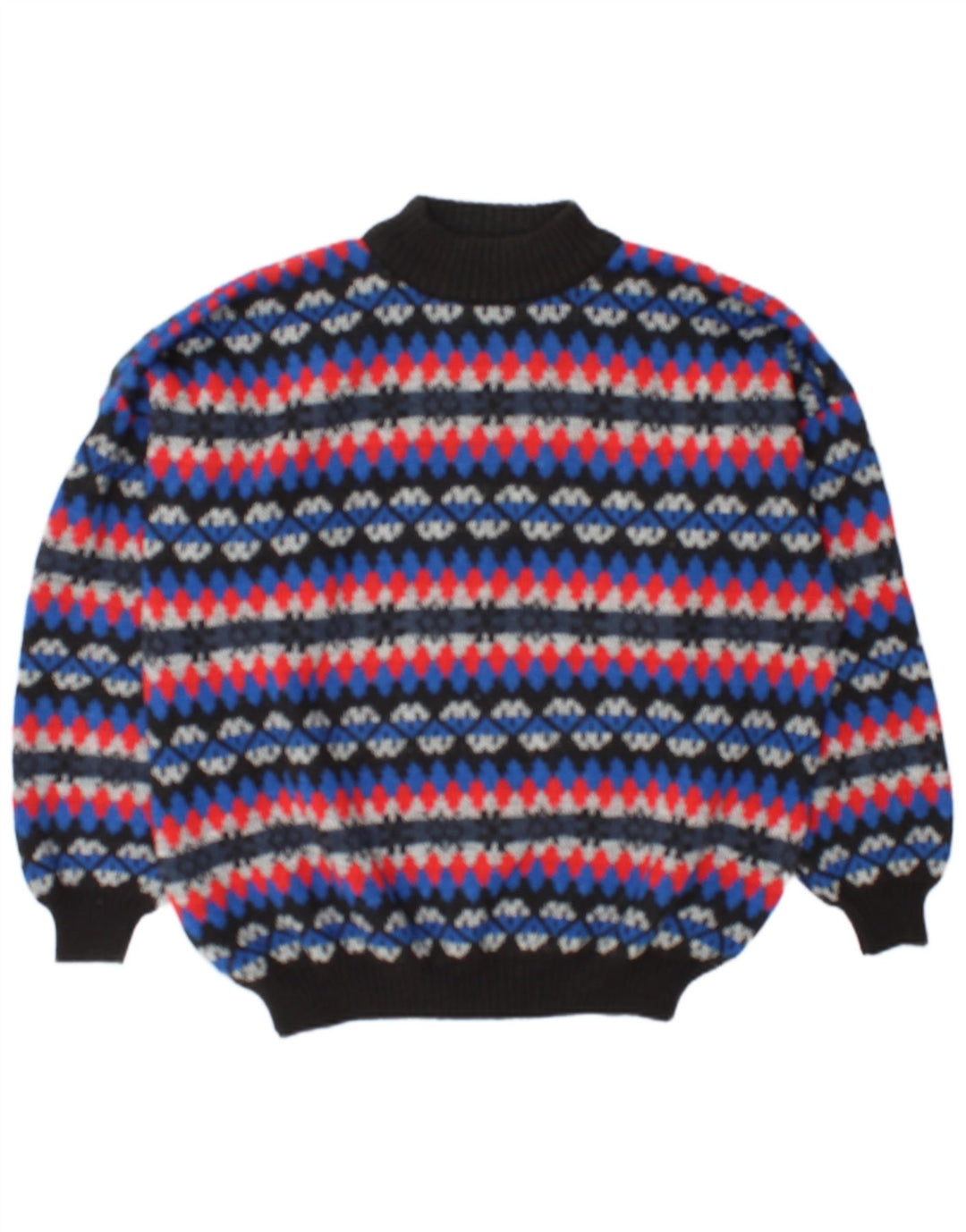 Vintage Herre Turtle Neck Jumper Sweater 2XL Multicolored Fair Isle