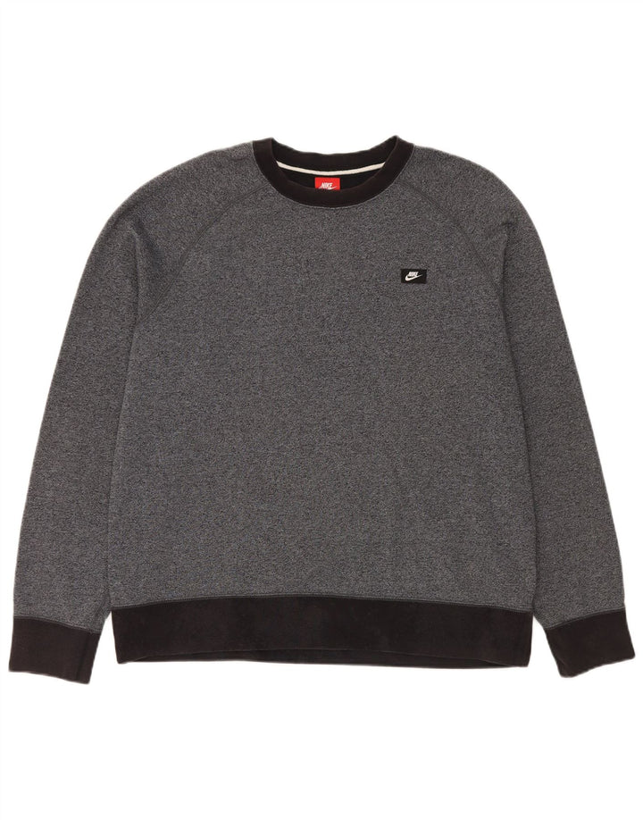 NIKE Sweatshirt til mænd XL Grå Colourblock Bomuld