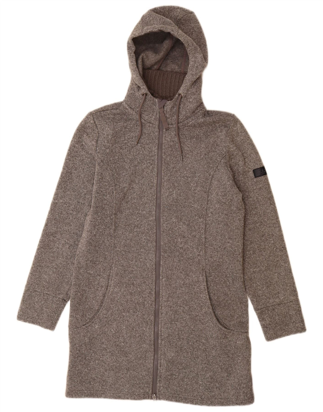 VINTAGE Dame Longline Hættetrøje Sweater UK 14 Medium Grey Polyester