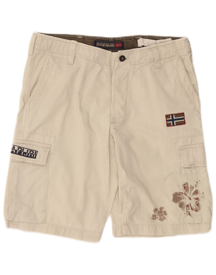 NAPAPIJRI Herre Cargo Shorts W34 Large White Floral Bomuld