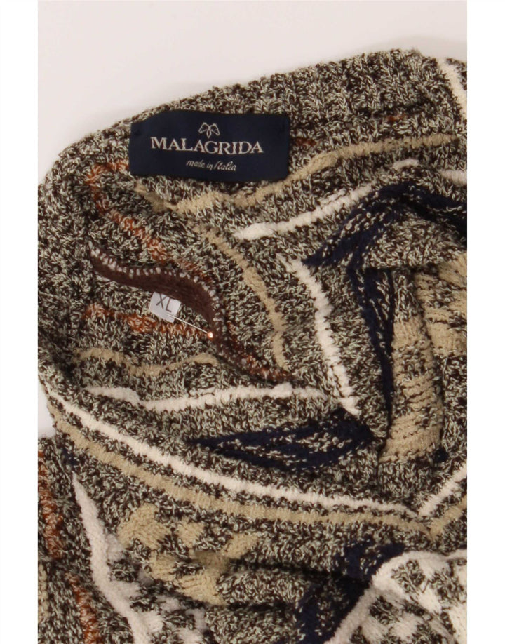 Malagrida Herre V-hals sweater XL Multifarvet geometrisk bomuld
