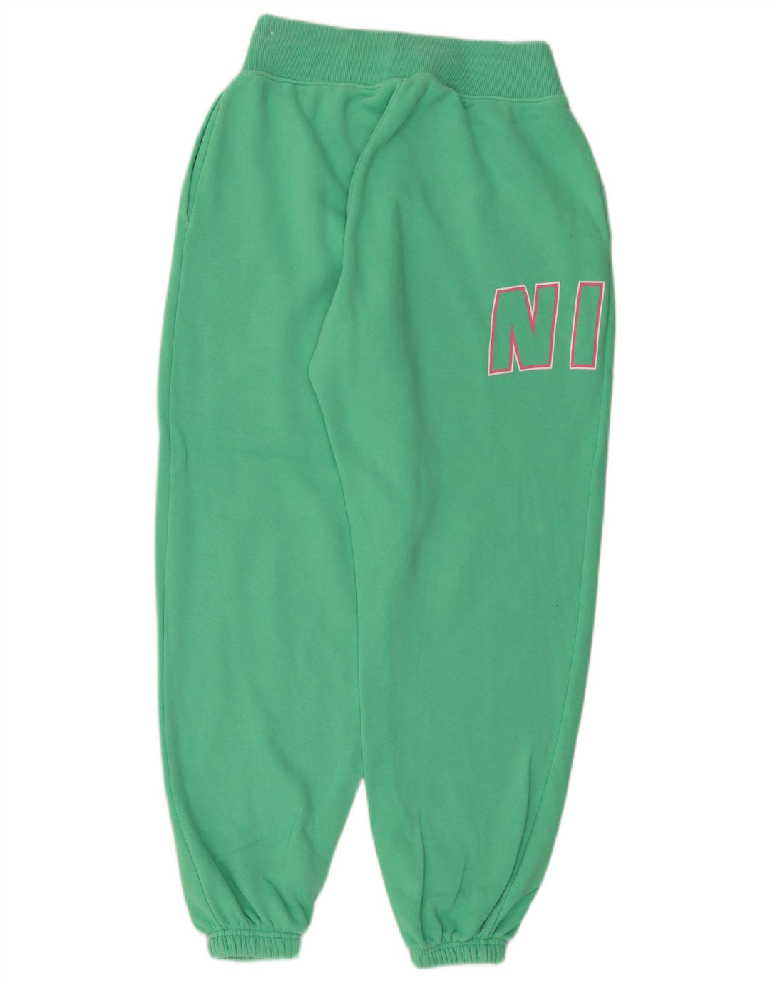 NIKE Grafisk træningsdragtbukser til kvinder Joggers UK 10 Små grønt bomuld