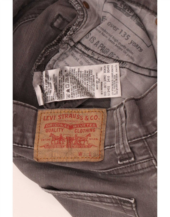 Levi's Womens 511 Slim Jeans W30 L34 Grå Bomuld