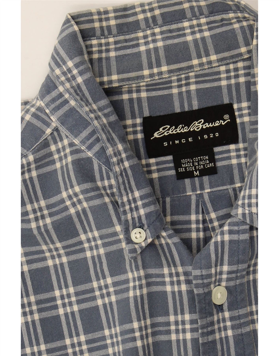 EDDIE BAUER Flannelskjorte til mænd mellemblå ternet bomuld