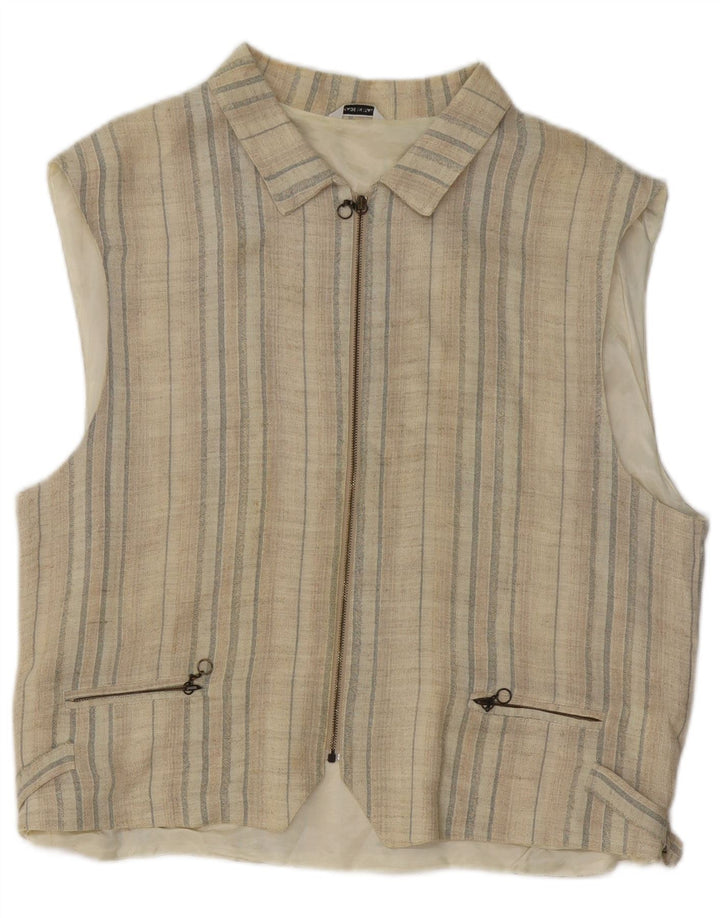 Vintage Herre Gilet Medium Beige Stribet