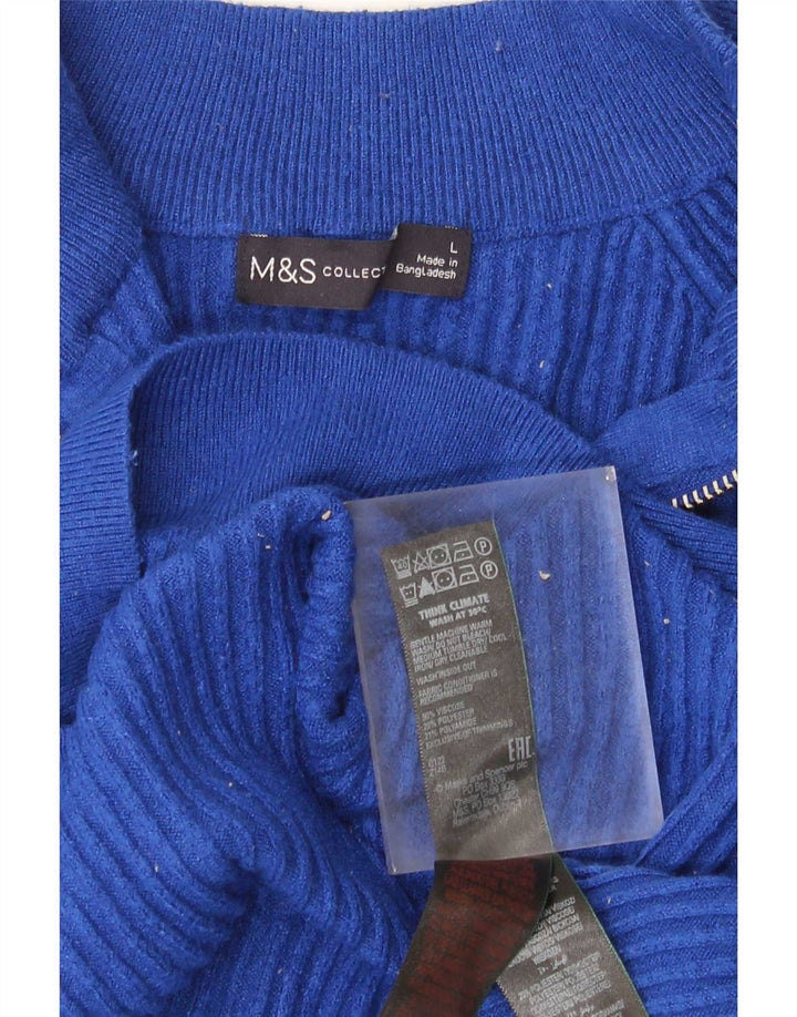 Marks & Spencer dame sweater med lynlåshals DK 16 Stor blå viskose