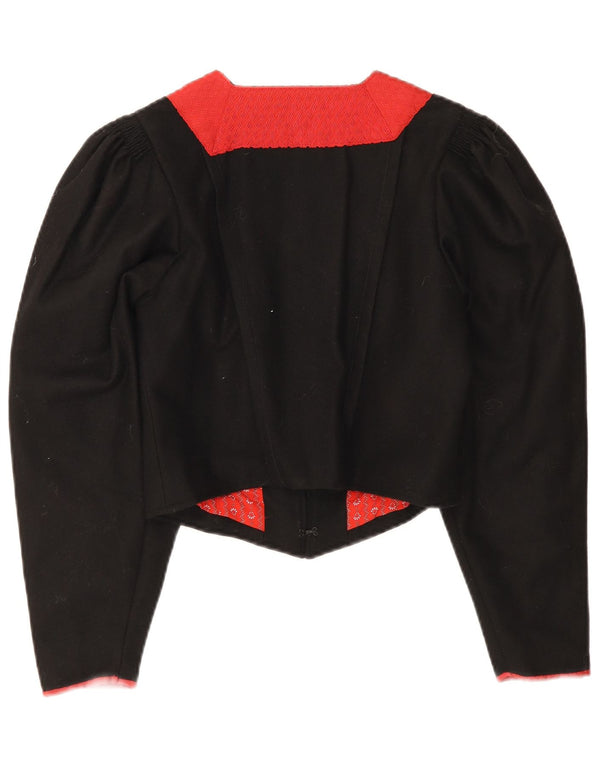 Vintage Dame Trachten Bolero Jacket EU 38 Medium Sort Colourblock