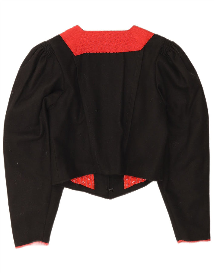 Vintage Dame Trachten Bolero Jacket EU 38 Medium Sort Colourblock