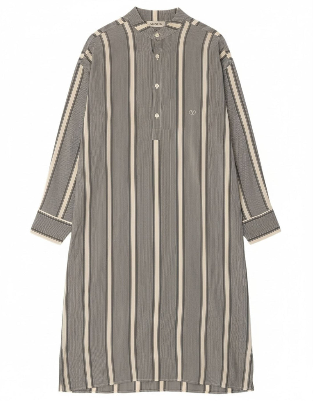 Valentino Dame Langærmet Pullover Skjortekjole IT 52 2XL Gråstribet