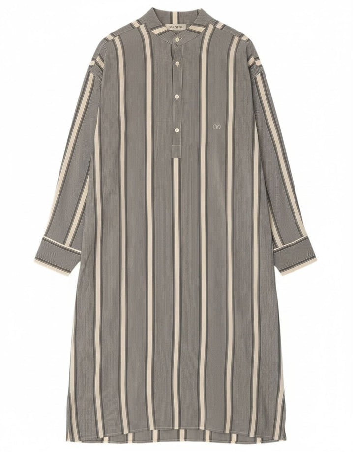 Valentino Dame Langærmet Pullover Skjortekjole IT 52 2XL Gråstribet