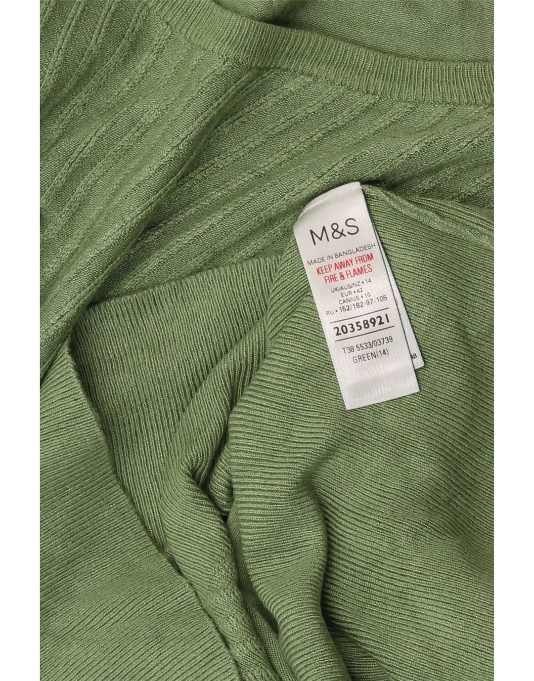 Marks & Spencer Dame Crop Boat Neck Jumper Sweater UK 14 Medium Green