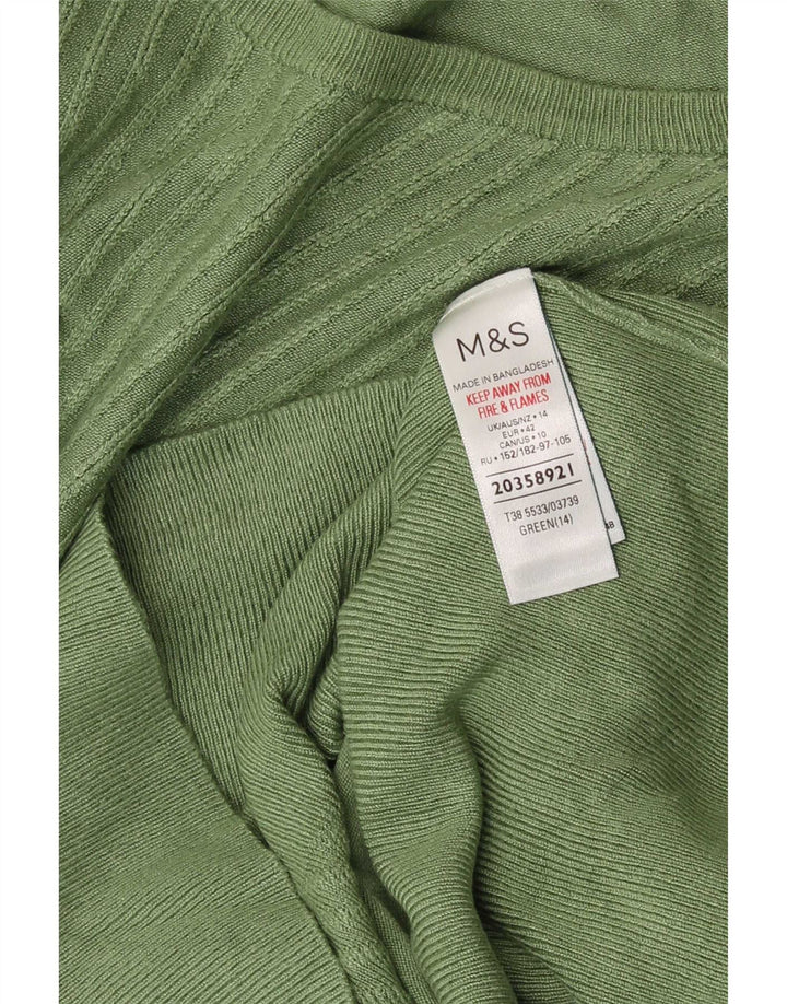 Marks & Spencer Dame Crop Boat Neck Jumper Sweater UK 14 Medium Green