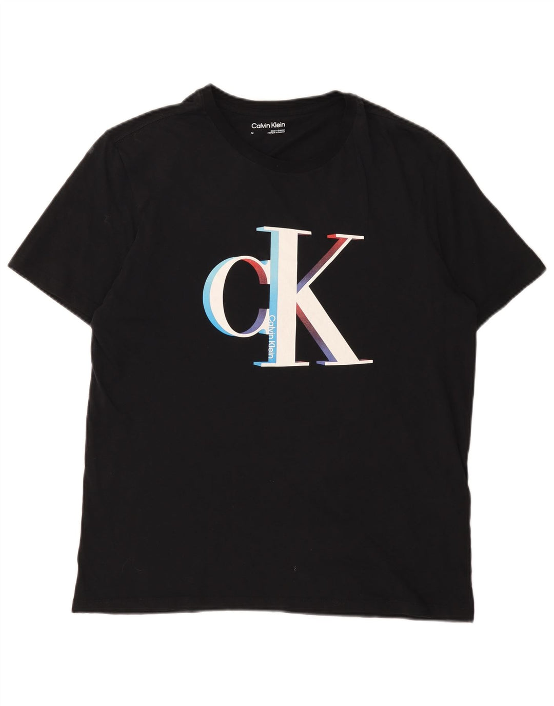 Calvin Klein Herre grafisk T-shirt Top Medium Sort Bomuld