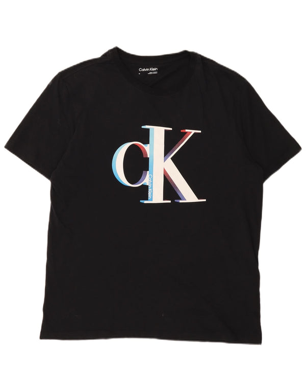Calvin Klein Herre grafisk T-shirt Top Medium Sort Bomuld