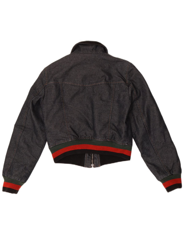 Benetton Boys Denim Windbreaker Jacket 10-11 Years Navy Blue Colourblock