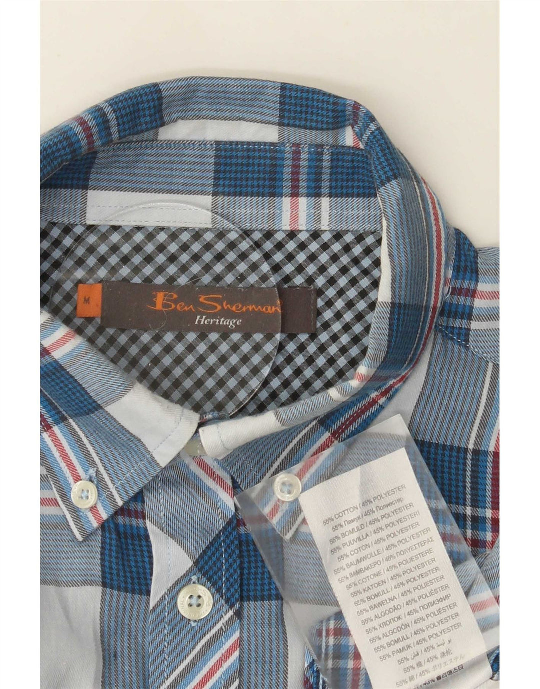 Ben Sherman herreskjorte mellemblå ternet bomuld