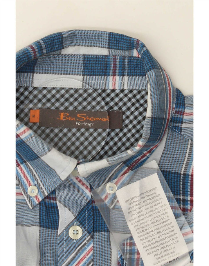 Ben Sherman herreskjorte mellemblå ternet bomuld