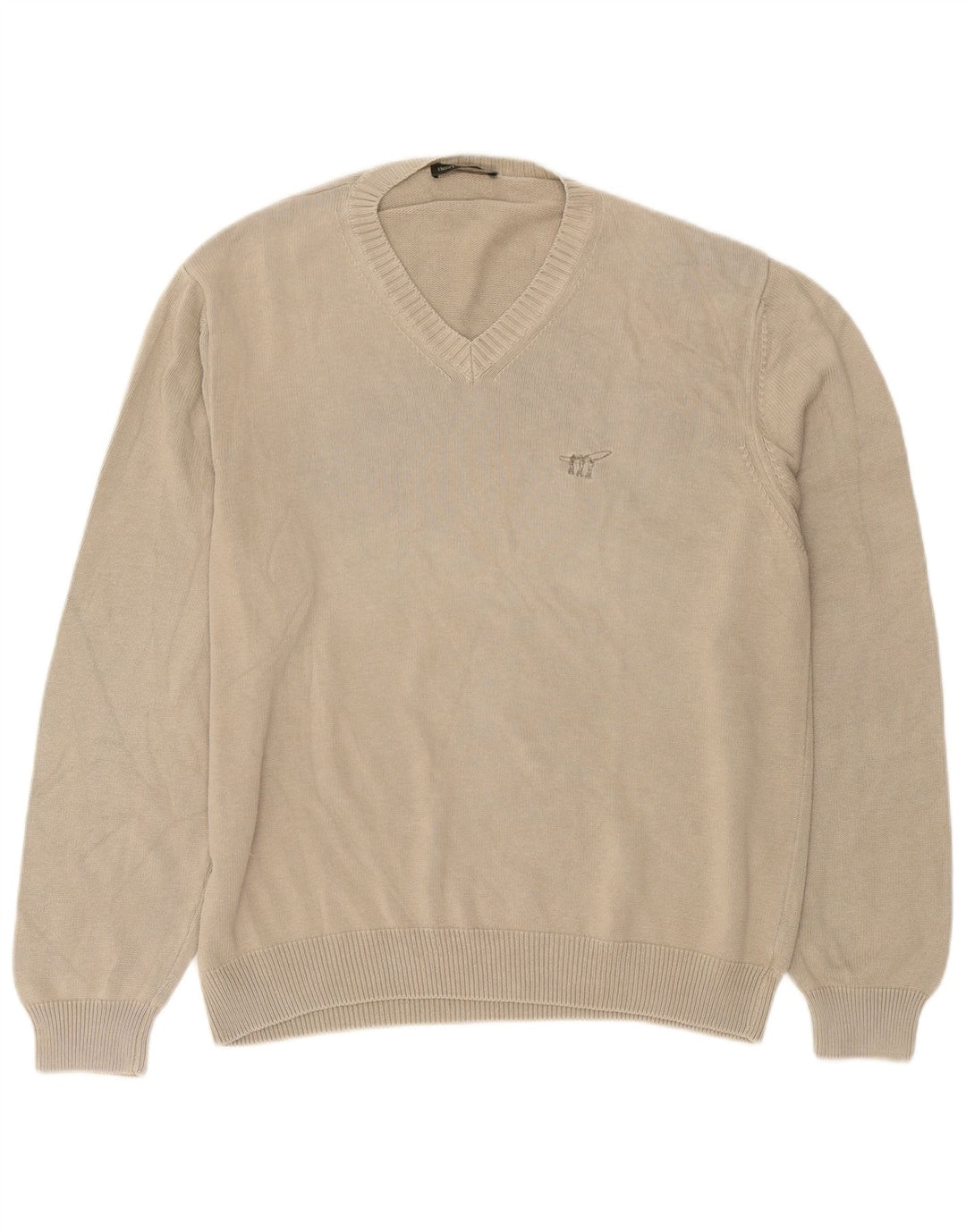 Henry Cottons Herre V-hals sweater Stor Beige Bomuld