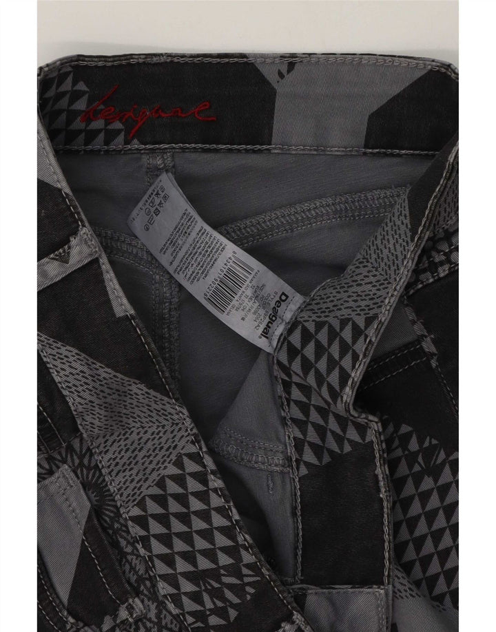 Desigual Dame Slim Casual Bukser W32 L29 Grå Patchwork Bomuld