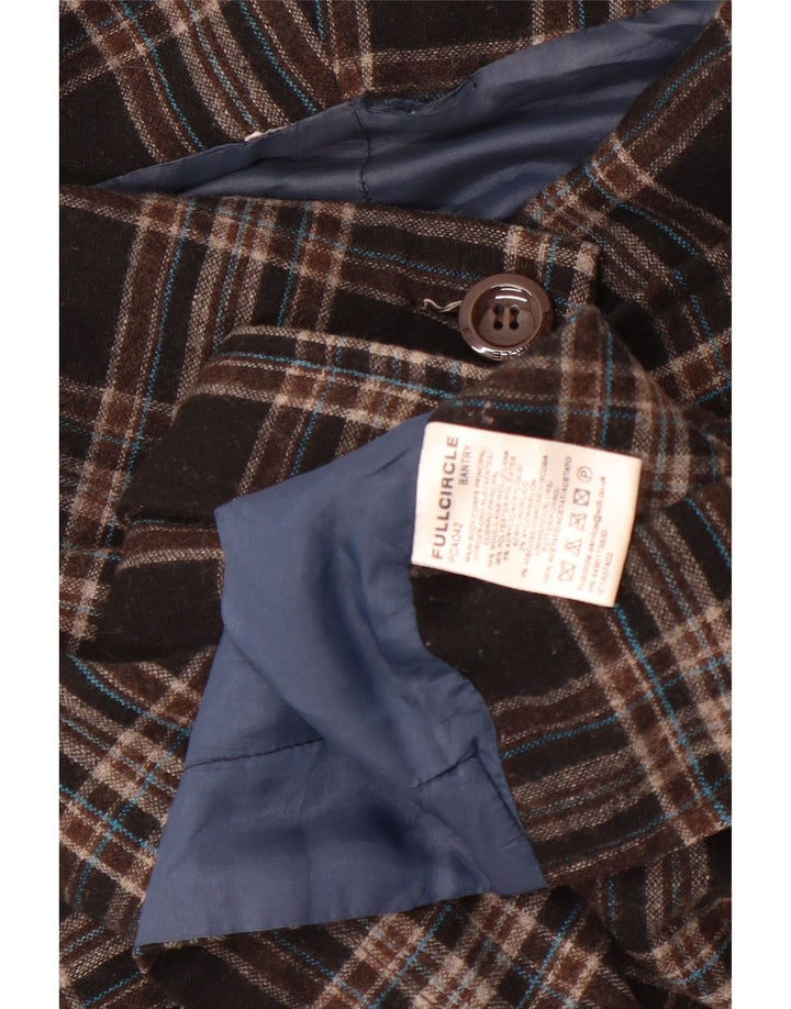 Vintage Dame Bomber Jacket UK 10 Small Brown Plaid Uld