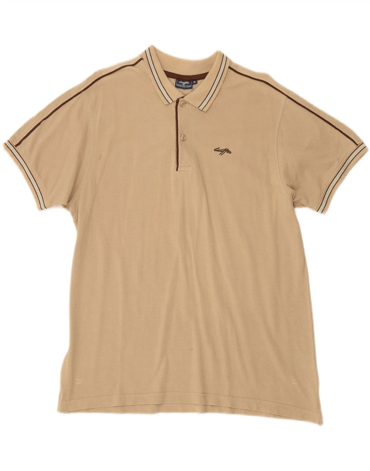 LOTTO Mens Polo Shirt XL Beige Cotton Vintage Lotto and Second-Hand Lotto from Messina Hembry 