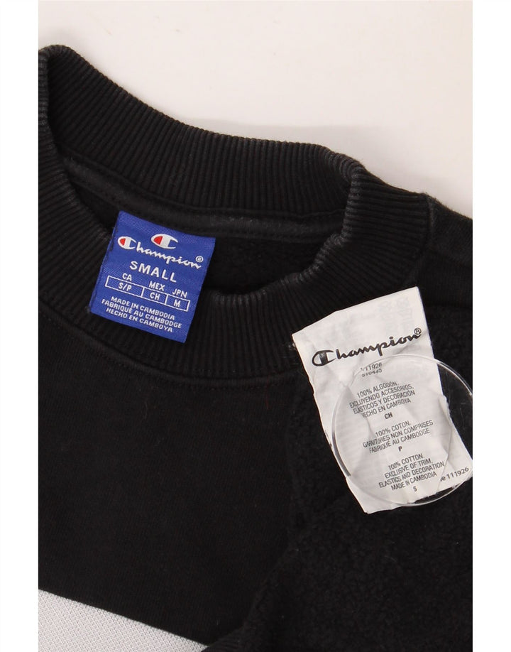 CHAMPION Graphic Sweatshirt Jumper UK 10 Small Black Colourblock