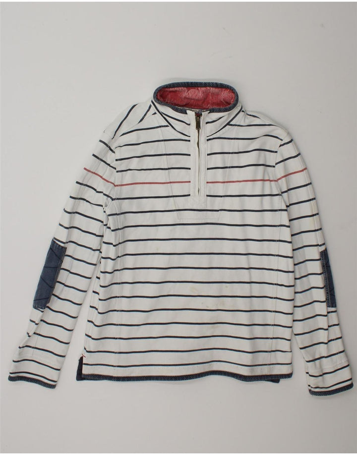 Fedt ansigt herre lynlås-hals sweater jumper stor hvid stribet bomuld
