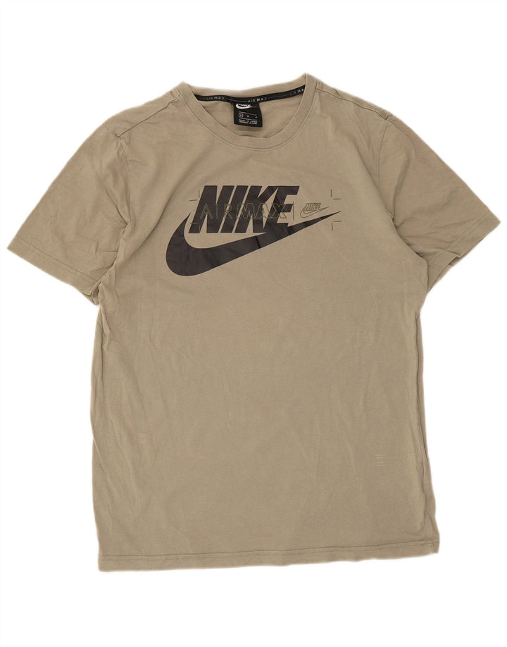 Nike Herre grafisk T-shirt Top Medium Khaki Bomuld