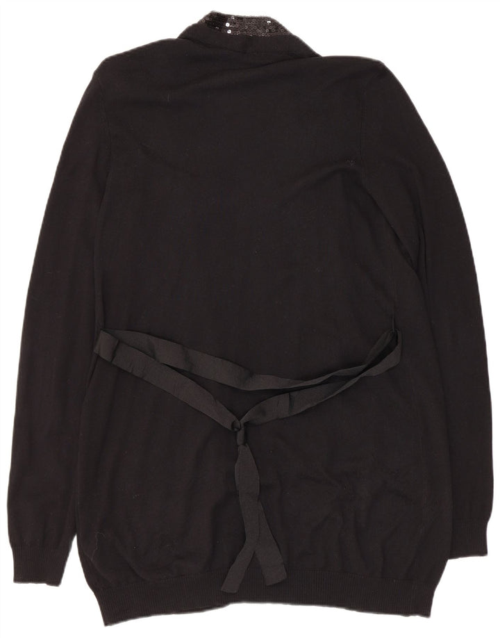 Sisley Womens Open Cardigan Sweater UK 14 Large Black Bomuld