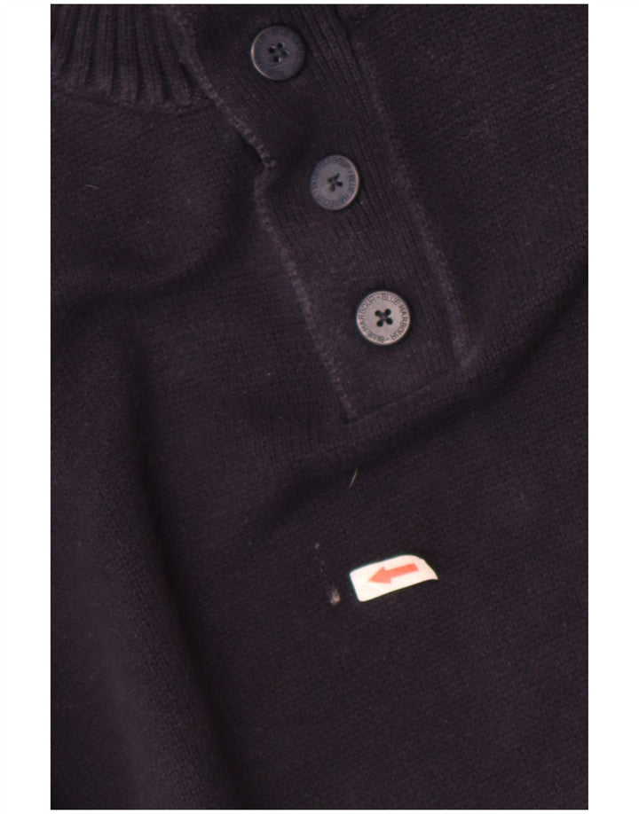 Marks & Spencer Herre Button Neck Jumper Sweater Large Navy Blue