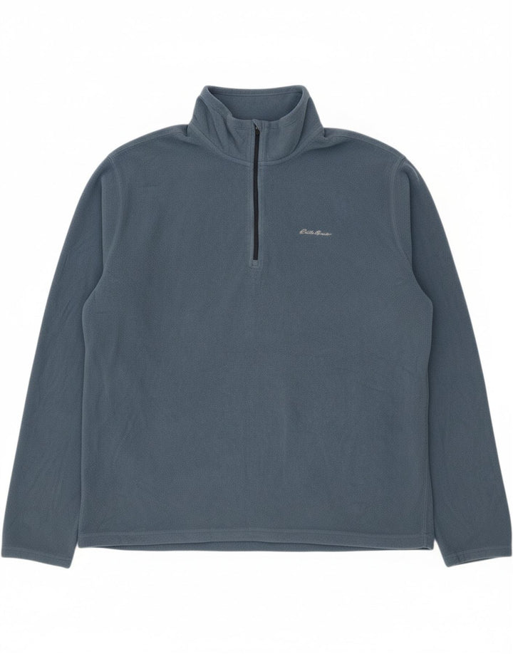 EDDIE BAUER Mens Loose Fit Zip Neck Fleece Jumper 2XL Blue Polyester Vintage Eddie Bauer and Second-Hand Eddie Bauer from Messina Hembry 