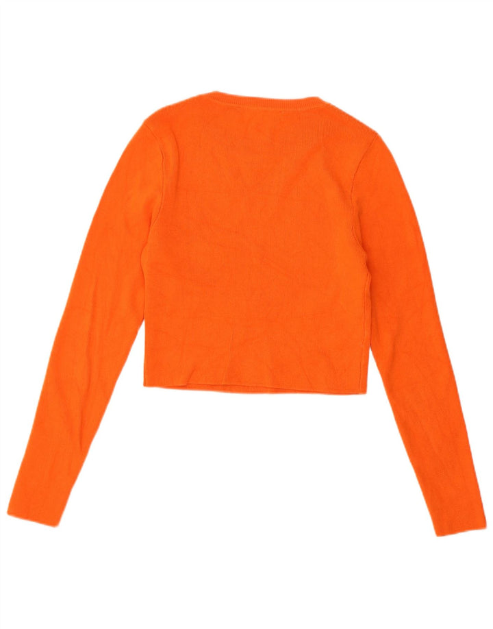 Zara Womens Crop Bluse Top UK 12 Medium Orange Viscose