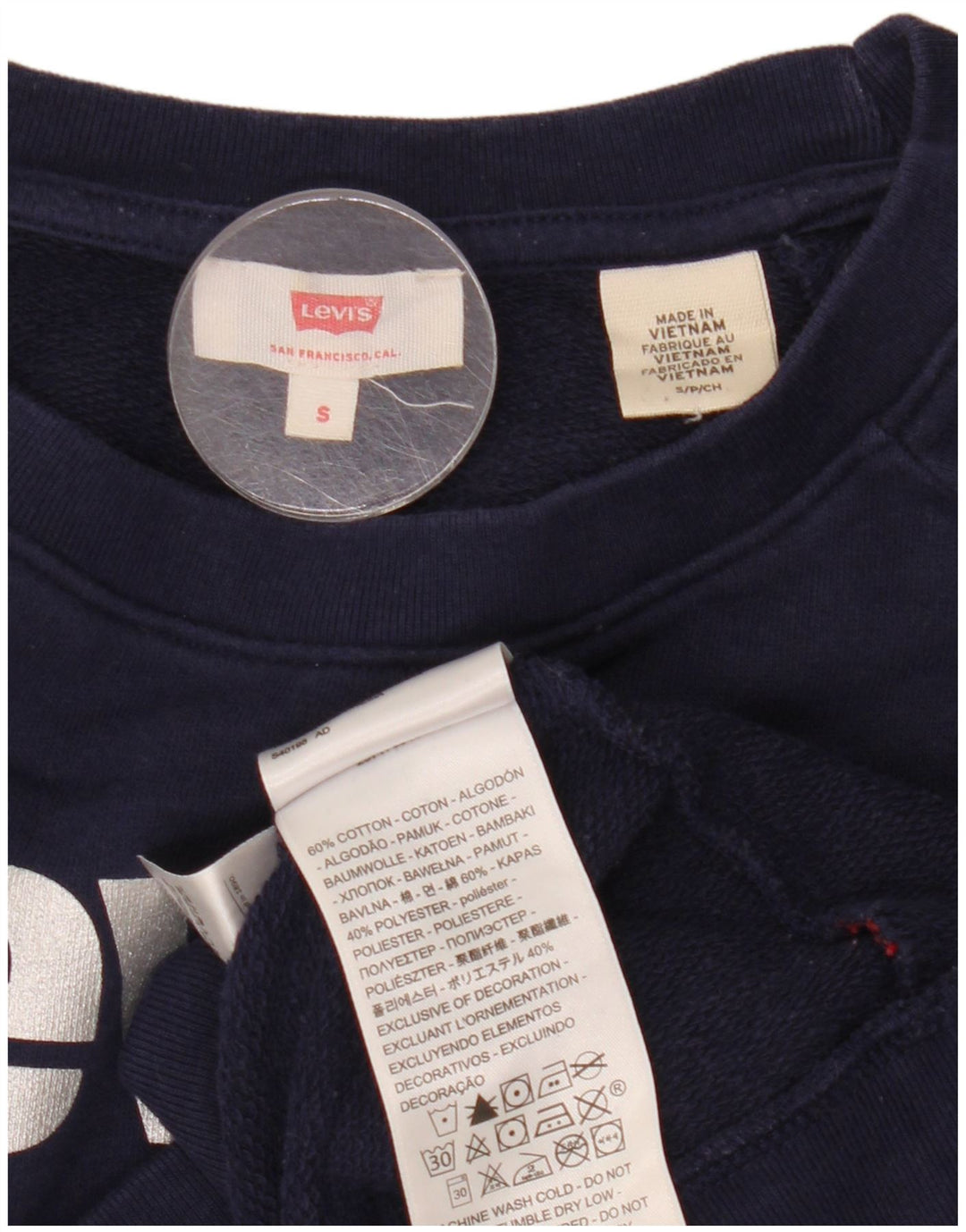 Levi's Dame Grafisk Oversized Sweatshirt Jumper UK 10 Small Navy Blue