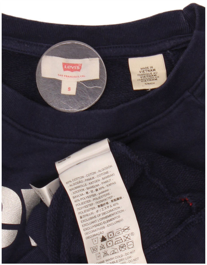 Levi's Dame Grafisk Oversized Sweatshirt Jumper UK 10 Small Navy Blue